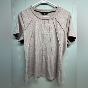 Elegant Short Sleeve Pleated Top - Taupe